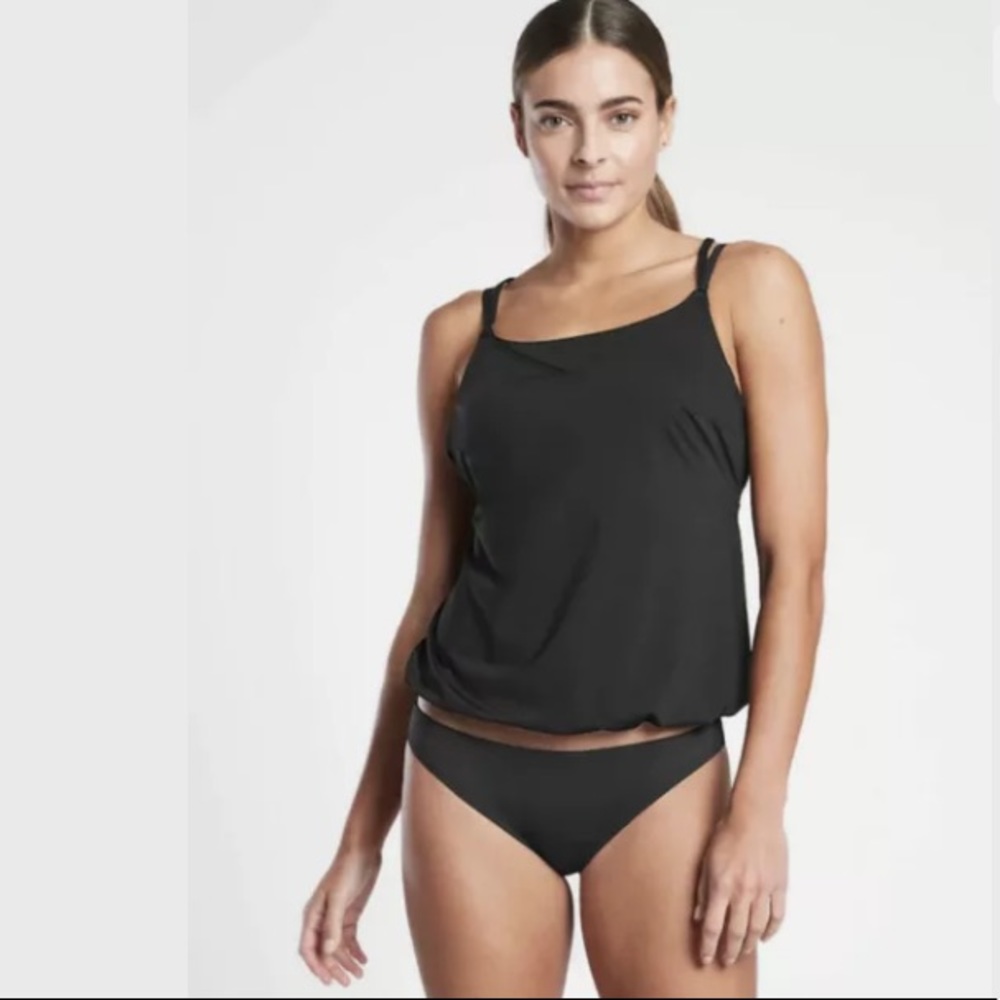 ATHLETA Seascape Blousy Tankini Black Top